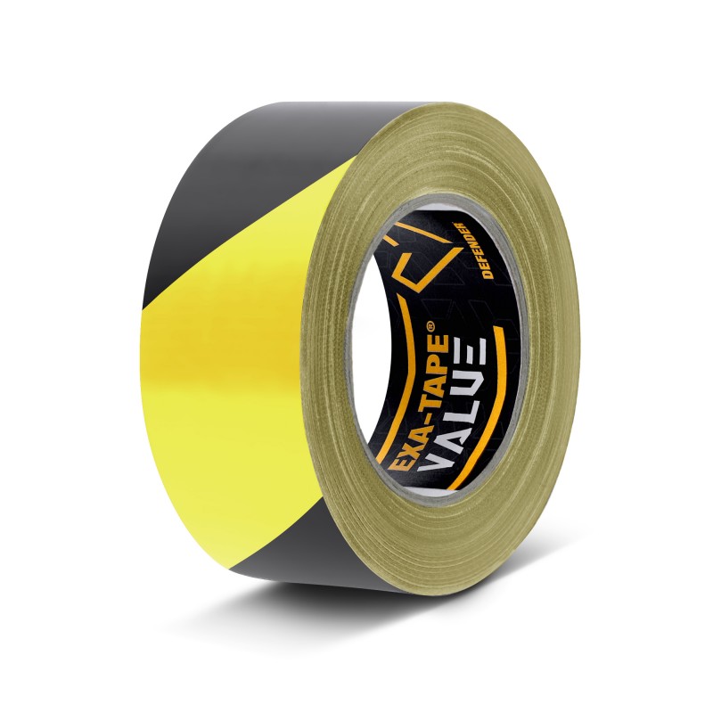 Defender EXA-TAPE® VALUE BY 50 - Taśma ostrzegawcza PVC | czarna/żółta | 50 mm x 33 m